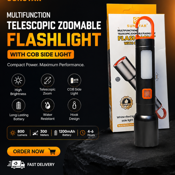 🔦 SUNSTAR Multifunctional Telescopic Zoomable Torch Light